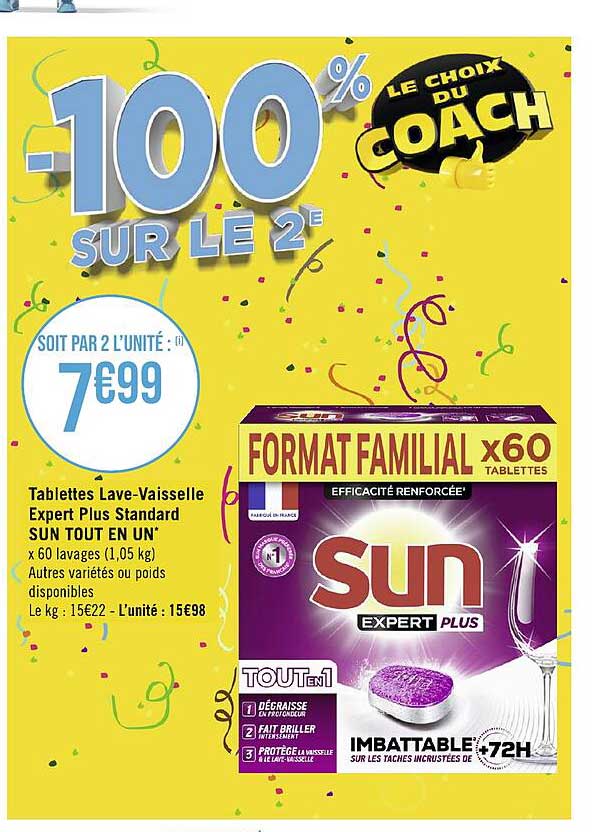 tablettes lave-vaisselle expert plus standard sun tout en un