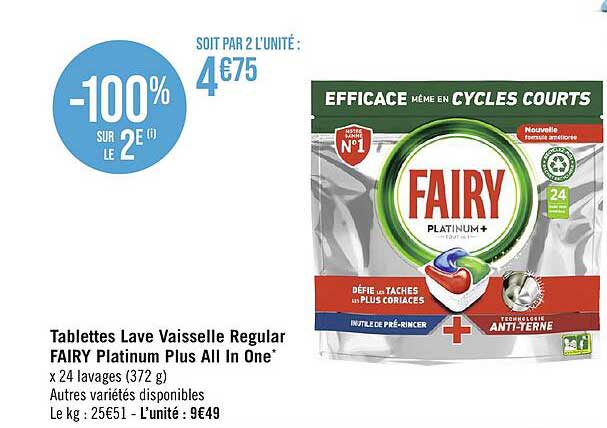 tablettes lave vaisselle regular fairy platinum plus all in one