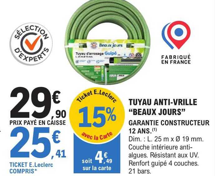 tuyau anti-vrille "beaux jours"