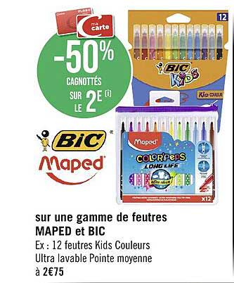 une gamme de feutres maped et bic