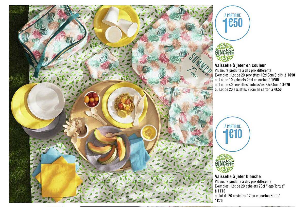 Vaisselle à Jeter En Couleur Sincère, Vaisselle à Jeter Blanche Sincère