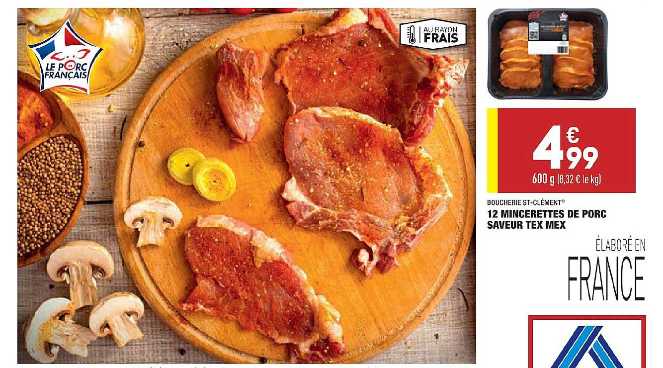 12 mincerettes de porc saveur tex mex boucherie st clément