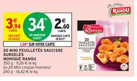 20 mini feuilletés saucisse surgelés monique ranou