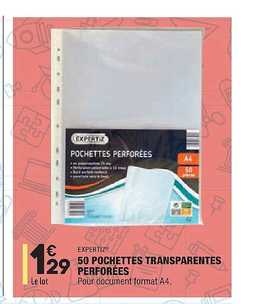 50 Pochettes Transparentes Perforées Expertiz