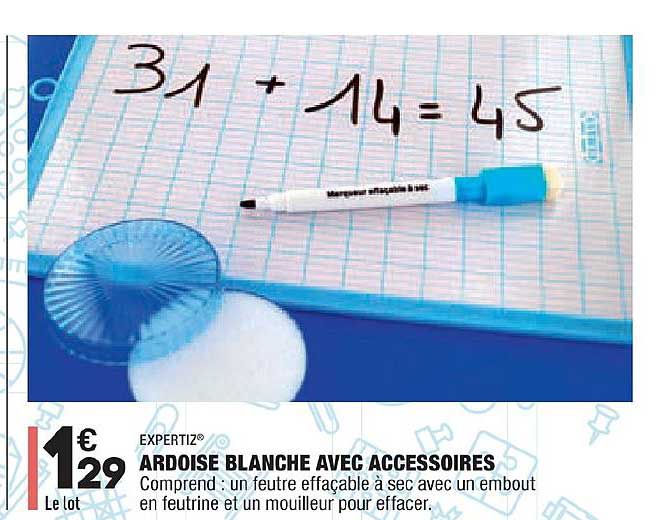 Ardoise Blanche Avec Accessoires Expertiz