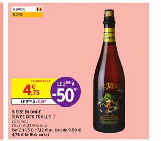 bière blonde cuvée des trolls le 2ème à -50%