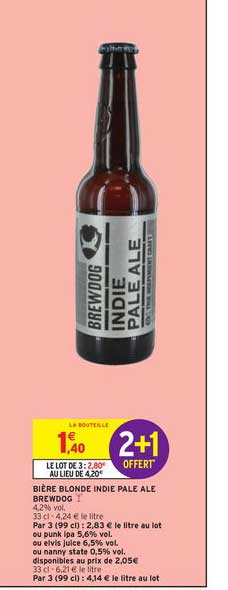 bière blonde indie pale ale brewdog 2+1 offert