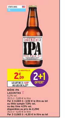 bière ipa lagunitas 2+1 offert