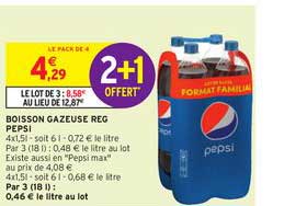 boisson gazeuse reg pepsi 2+1 offert