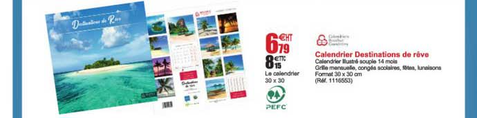 calendrier destinations de rêve