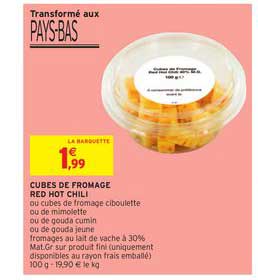 cubes de fromage red hot chili