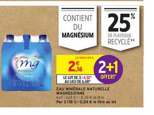 eau minérale naturelle magnesienne 2+1 offert