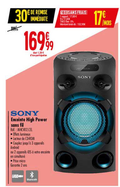 enceinte high power sans fil sony