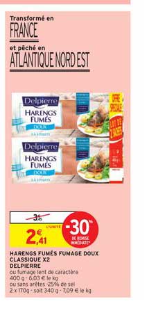 harengs fumés fumage doux classique x2 delpierre -30% de remise immédiate