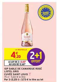 igp sable de camargue rosé listel gris cuvée saint louis 2+1 offert
