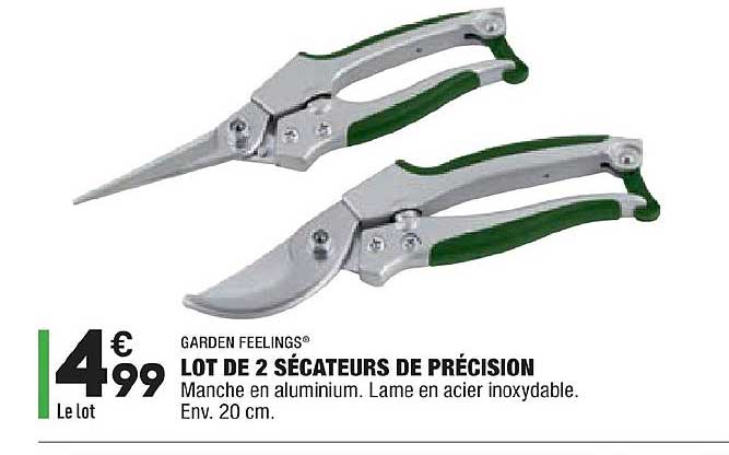 lot de 2 sécateurs de précision garden feelings