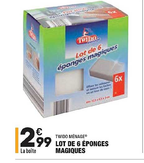 lot de 6 éponges magiques twido ménage
