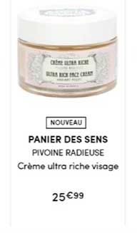 Panier Des Sens Pivoine Radieuse Crème Ultra Riche Visage