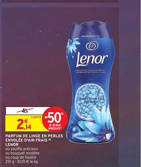 parfum de linge en perles envolée d'air frais lenor -50% de remise immédiate