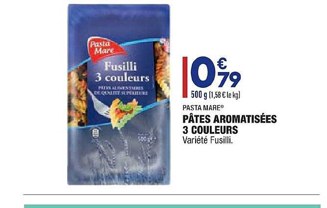 pâtes aromatisées 3 couleurs pasta mare