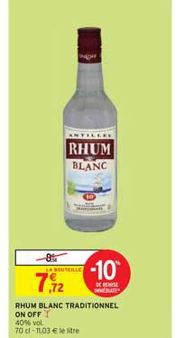 rhum blanc traditionnel on off -10% de remise immédiate