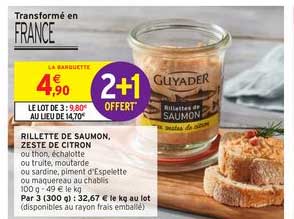 rillette de saumon zeste de citron 2+1 offert