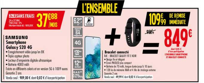 Samsung Smartphone Galaxy S20 4g + Bracelet Connecté