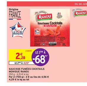 saucisse fumées cocktails monique ranou le 2ème à -68%