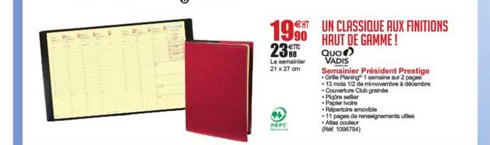 Semainier Président Prestige Quo Vadis