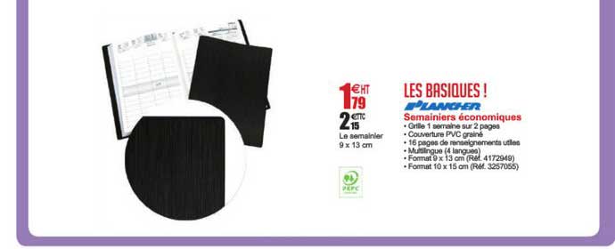 semainiers économiques plancher