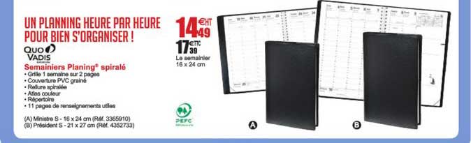 semainiers planing spiralé quo vadis