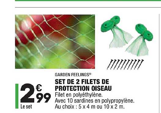 set de 2 filets de protection oiseau garden feelings