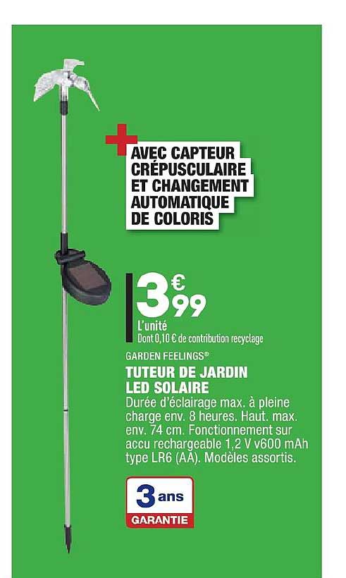 tuteur de jardin led solaire garden feelings