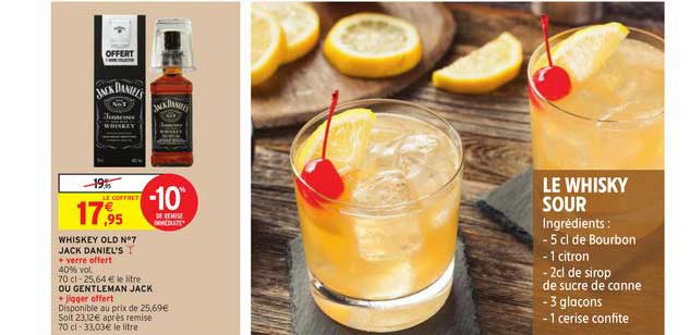 whiskey old n°7 jack daniel's ou gentleman jack -10% de remise immédiate