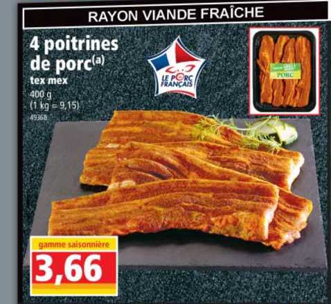 4 poitrines de porc tex mex