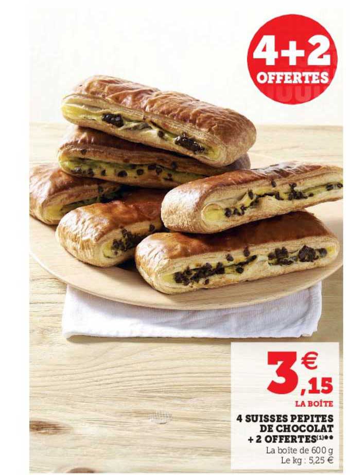 4 suisses pépites de chocolat + 2 offertes