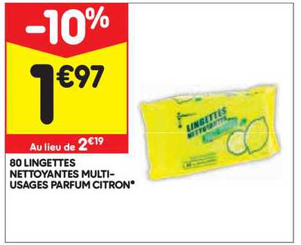 80 lingettes nettoyantes multi-usages parfum citron