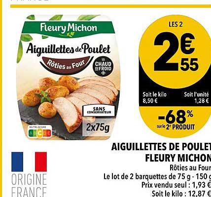 aiguillettes de poulet fleury michon
