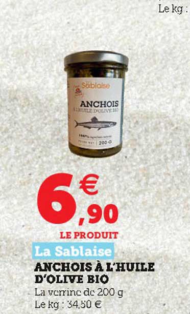 anchois à l'huile d'olive bio la sablaise