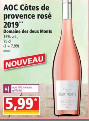 aoc côtes de provence rosé 2019 domaine des deux monts