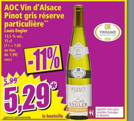 aoc vin d'aslace pinot gris réserve particulière louis engler