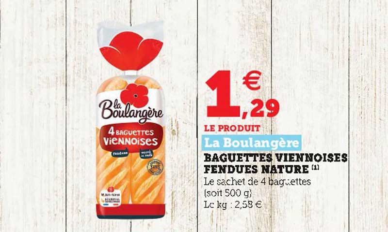 baguettes viennoises fendues nature la boulagère