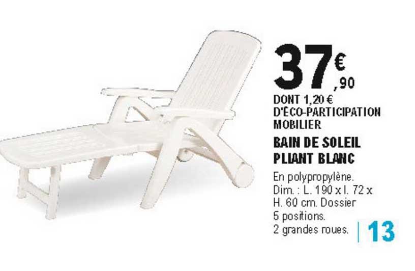 Bain De Soleil Pliant Blanc