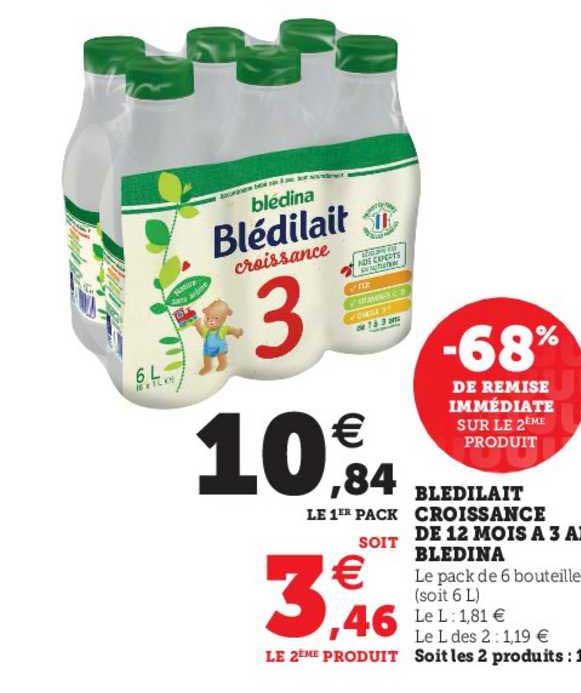 blédilait croissance de 12 mois à 3 ans blédina