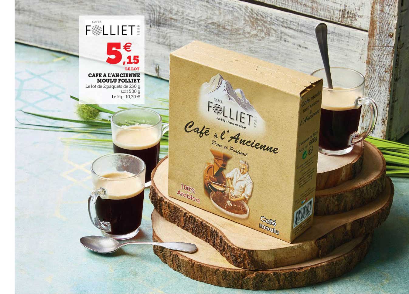 café à l'ancienne moulu folliet