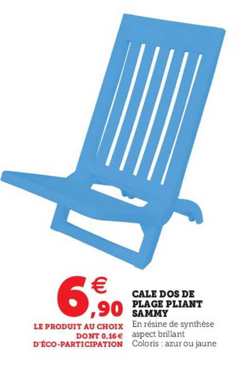 cale dos de plage pliant sammy
