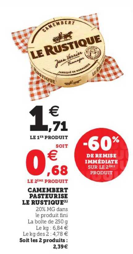 Camembert Pasteurisé Le Rustique