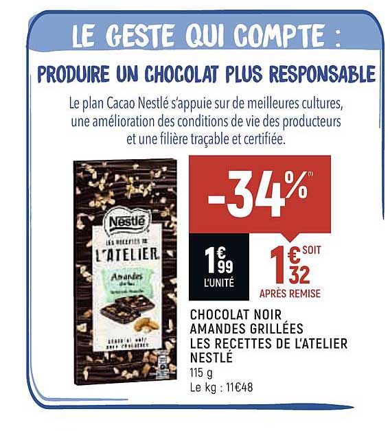 chocolat noir amandes grillées les recettes de l'atelier nestlé