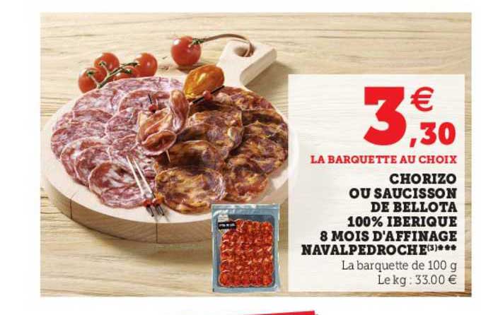 chorizo ou saucisson de bellota 100% ibérique 8 mois d'affinage navalpedroche
