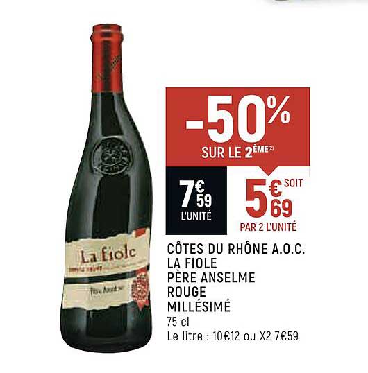 côtes du rhône a.o.c. la fiole père anselme rouge millésimé
